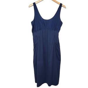 Theory Navy Sleeveless Silk Cotton Short Dress. Lightweight Y2K Empire Waist. 8
